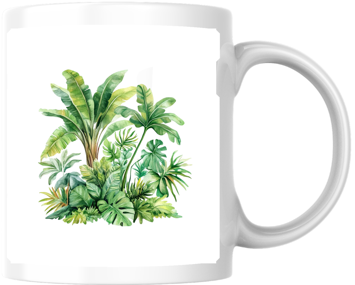 Tropical Leaves Mug | Watercolor Jungle Foliage Coffee Mug | Plant Lover Gift