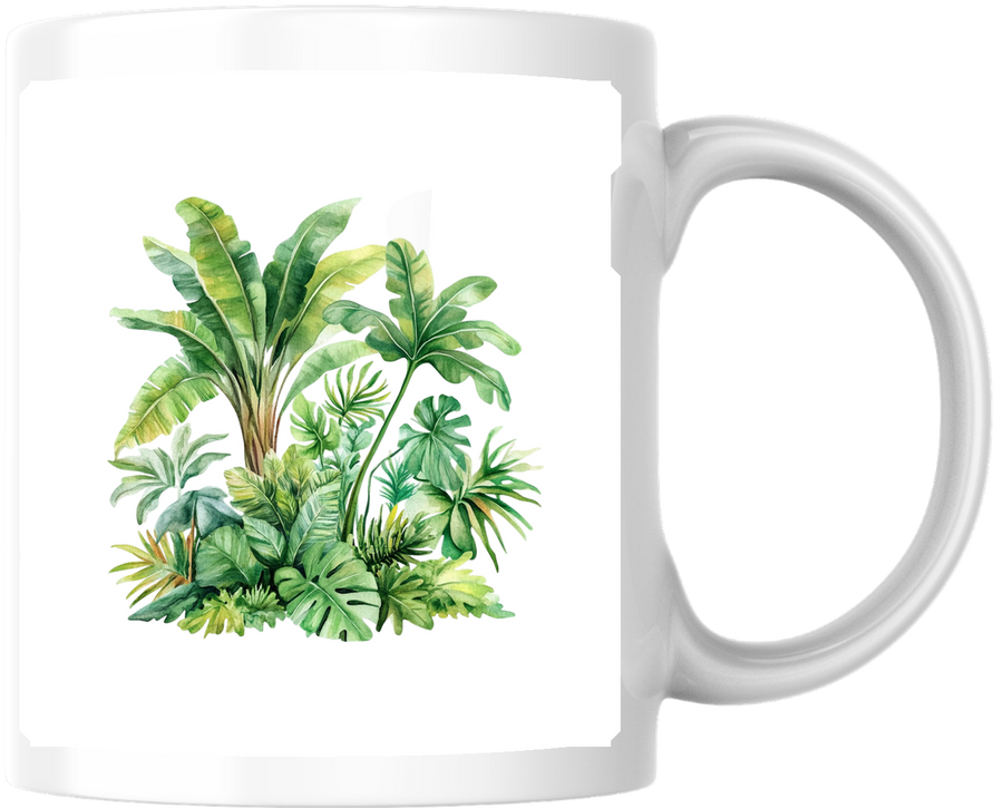 Tropical Leaves Mug | Watercolor Jungle Foliage Coffee Mug | Plant Lover Gift