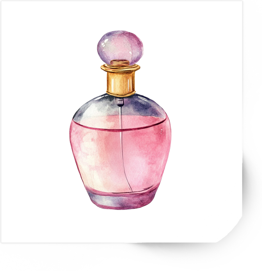 Pink Perfume Bottle Sticker | Watercolor Fragrance Vinyl Decal | Beauty Vanity Gift
