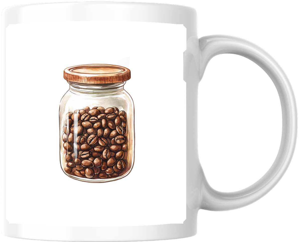 Coffee Bean Jar Mug | Watercolor Roasted Beans Coffee Mug | Barista Coffee Lover Gift