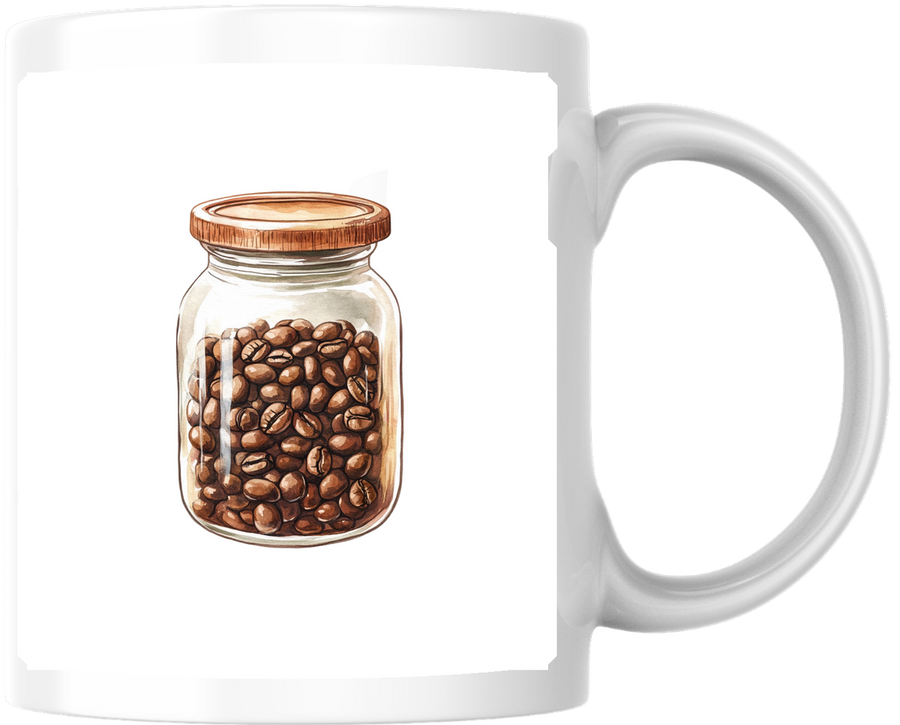 Coffee Bean Jar Mug | Watercolor Roasted Beans Coffee Mug | Barista Coffee Lover Gift