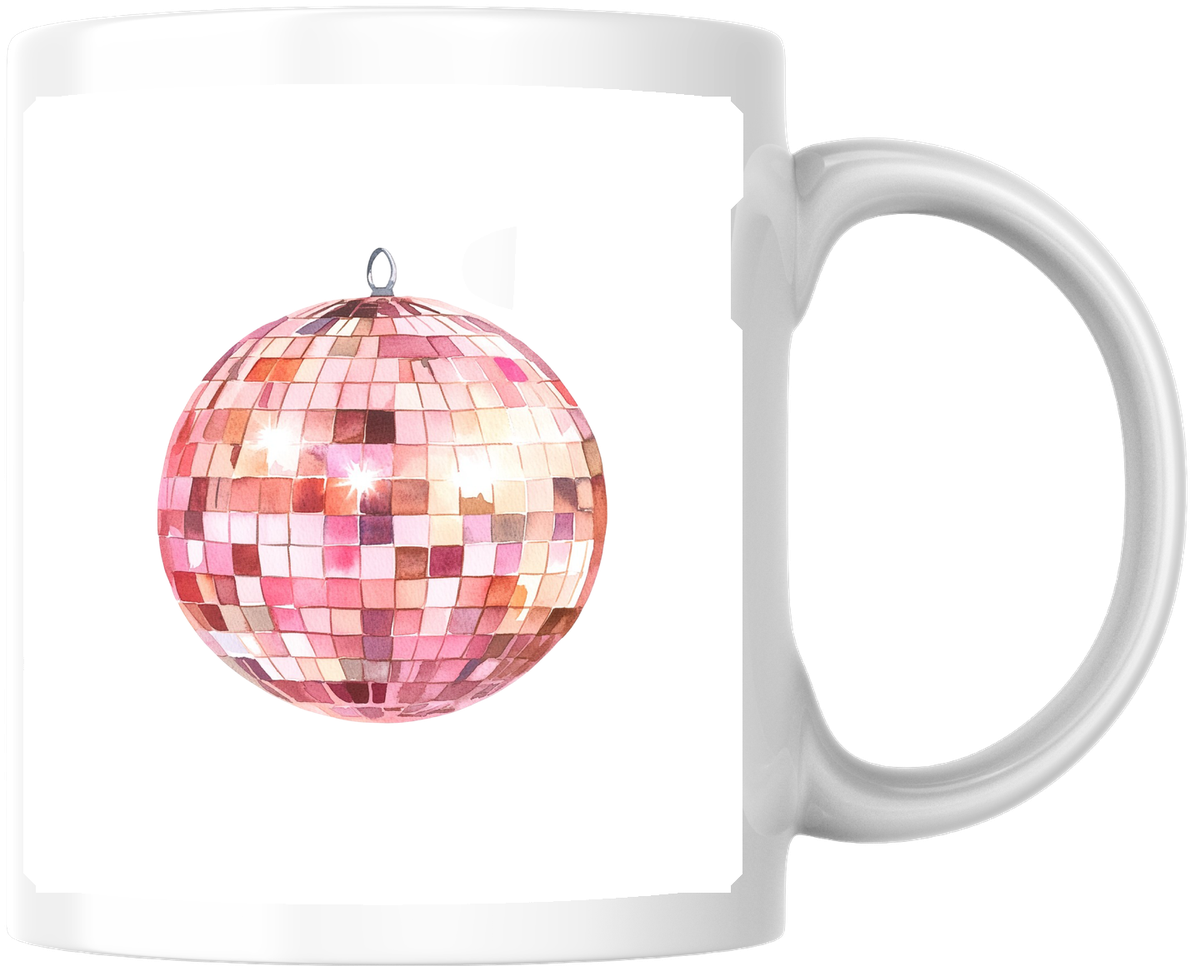 Pink Disco Ball Mug | Watercolor Retro Mirror Ball Coffee Mug | Party Glam Gift