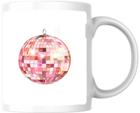 Thumbnail for Pink Disco Ball Mug | Watercolor Retro Mirror Ball Coffee Mug | Party Glam Gift