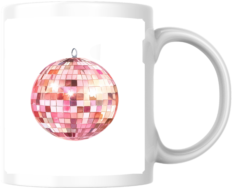 Pink Disco Ball Mug | Watercolor Retro Mirror Ball Coffee Mug | Party Glam Gift