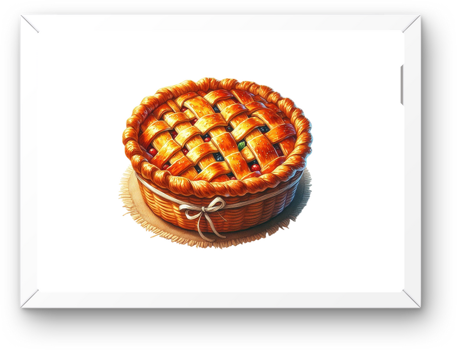 Berry Lattice Pie Wall Art | Rustic Basket Dessert Print | Bakery Kitchen Gift