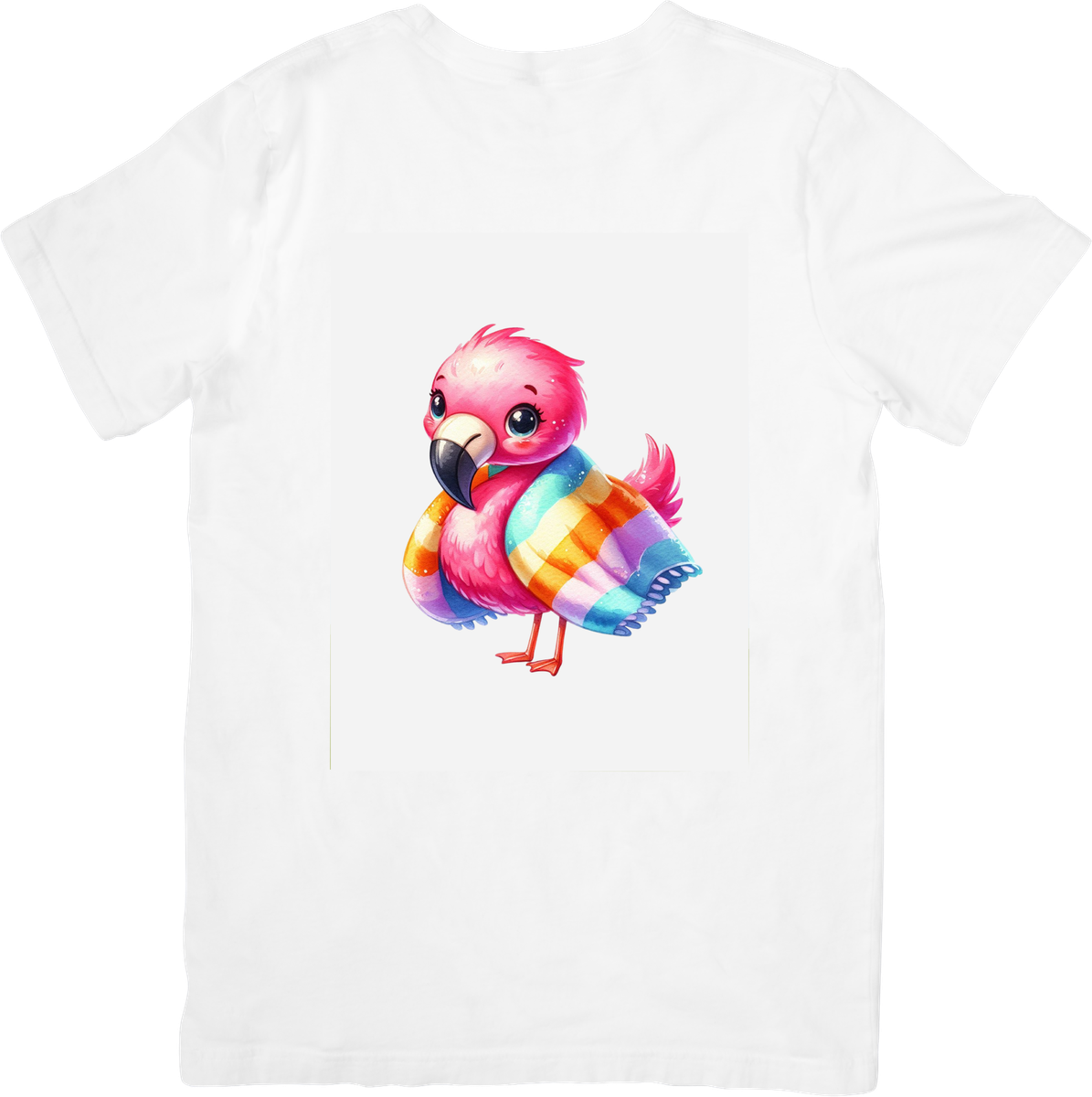 Cozy Flamingo T-Shirt | Cute Rainbow Scarf Graphic Tee | Kids Winter Gift