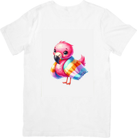 Thumbnail for Cozy Flamingo T-Shirt | Cute Rainbow Scarf Graphic Tee | Kids Winter Gift