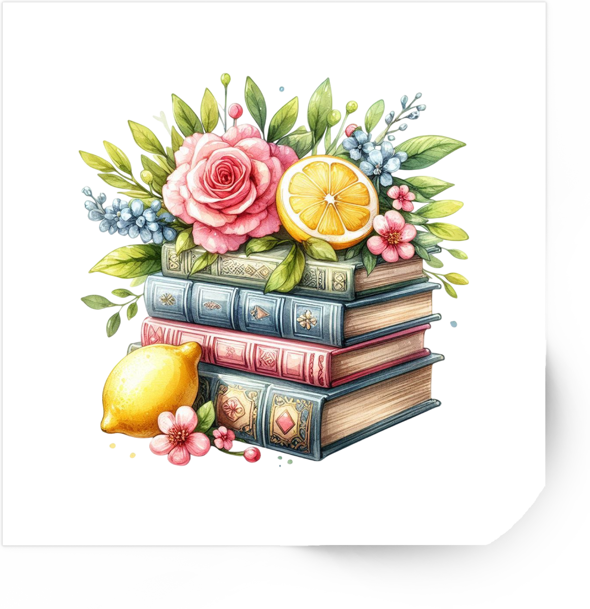 Floral Book Stack Sticker | Watercolor Reading Decal | Book Lover Gift