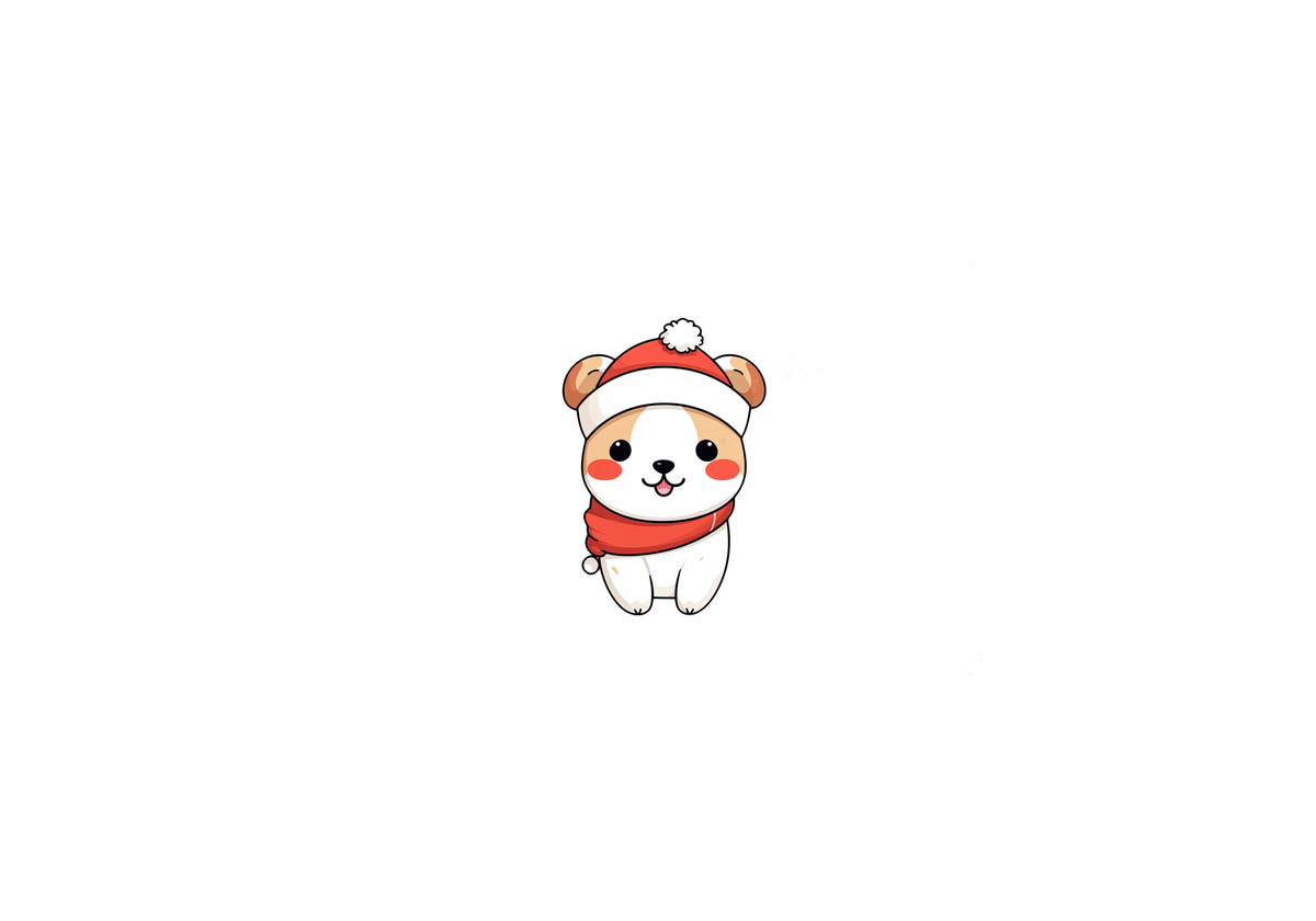 Santa Hat Puppy Throw Pillow | Cute Kawaii Christmas Dog Pillow | Holiday Kids Gift
