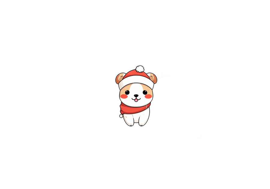 Santa Hat Puppy Throw Pillow | Cute Kawaii Christmas Dog Pillow | Holiday Kids Gift
