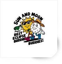 Thumbnail for Sun And Moon Sticker | Retro Best Eclipse Buddies Decal | Space Cartoon Gift