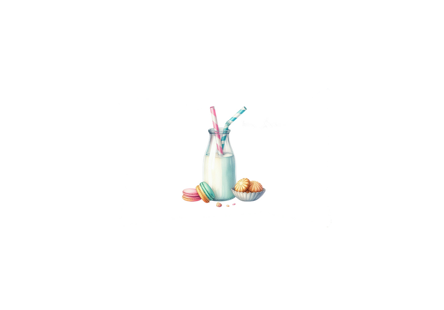 Milk and Macarons Throw Pillow | Watercolor Pastel Sweets Pillow | Cute Kitchen Decor Gift
