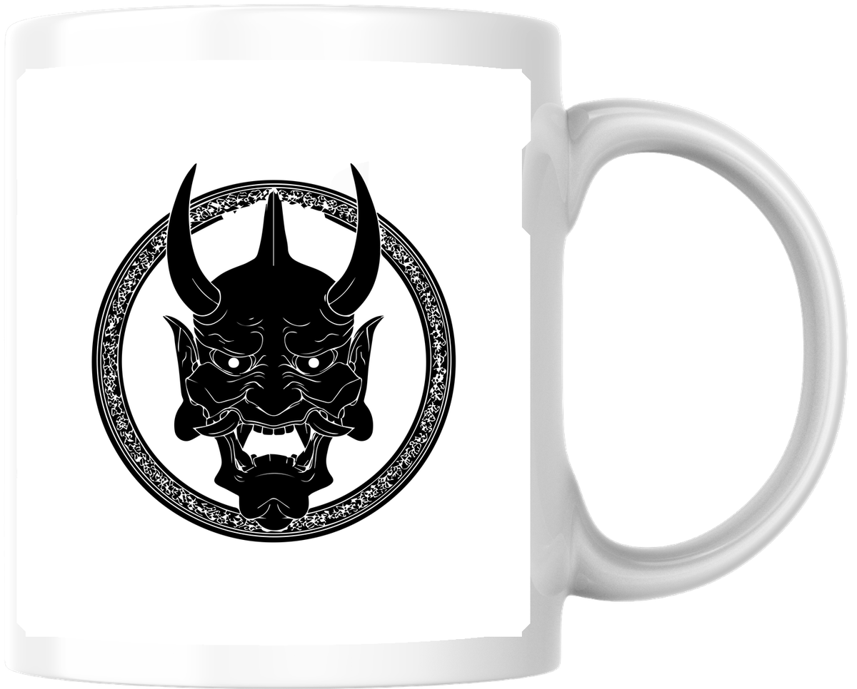 Hannya Mask Mug | Japanese Oni Demon Coffee Mug | Gothic Samurai Gift