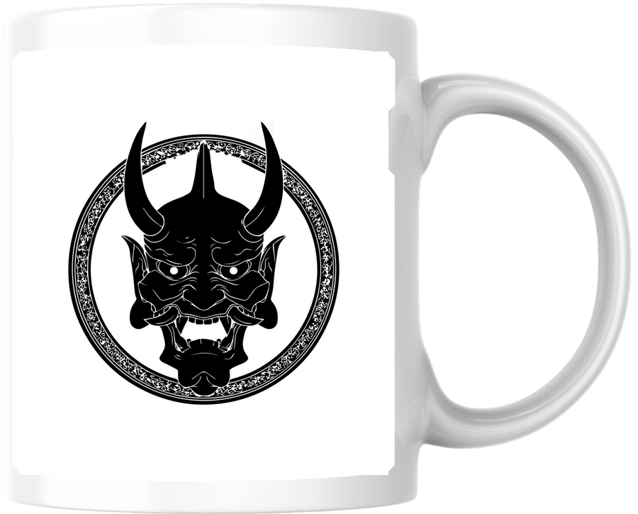 Hannya Mask Mug | Japanese Oni Demon Coffee Mug | Gothic Samurai Gift