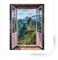 Thumbnail for Machu Picchu Window View Sticker | Oil Painting Peru Landscape Decal | Travel Wanderlust Gift