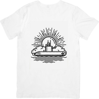 Thumbnail for Submarine Sunrise T-Shirt | Line Art Nautical Ocean Graphic Tee | Naval Adventure Gift