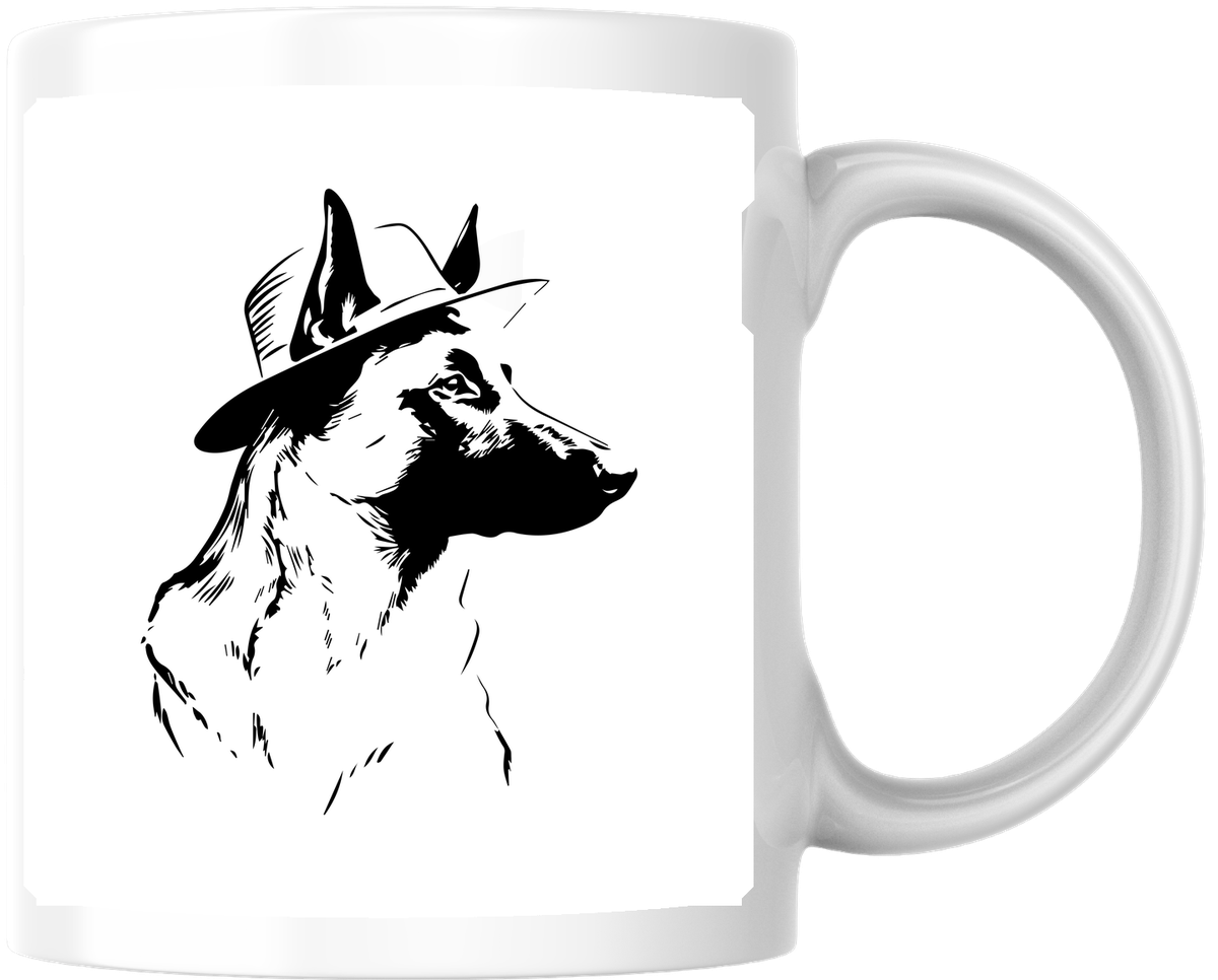 German Shepherd Cowboy Hat Mug | Black And White Dog Coffee Mug | Dog Lover Gift