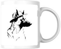 Thumbnail for German Shepherd Cowboy Hat Mug | Black And White Dog Coffee Mug | Dog Lover Gift