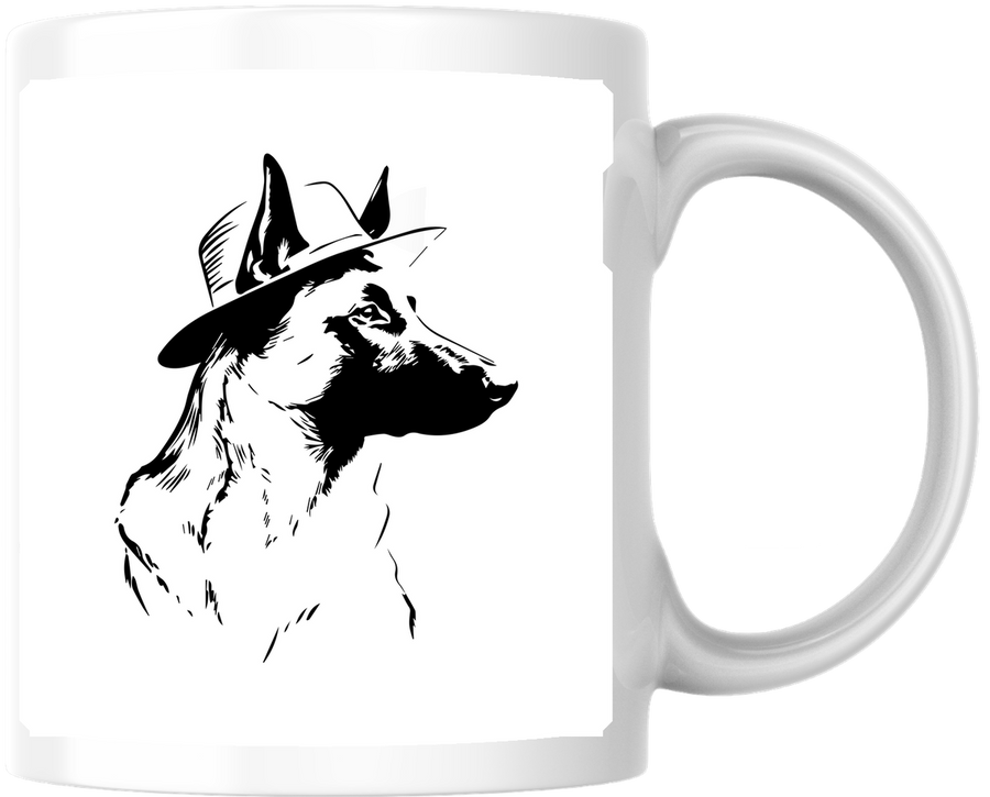 German Shepherd Cowboy Hat Mug | Black And White Dog Coffee Mug | Dog Lover Gift