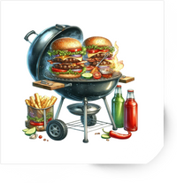 Thumbnail for BBQ Grill Cheeseburger Sticker | Detailed Grill Cookout Decal | Grilling Dad Gift