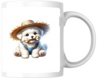 Thumbnail for Farmer Puppy Mug | Cute Maltese Straw Hat Coffee Mug | Dog Lover Gift
