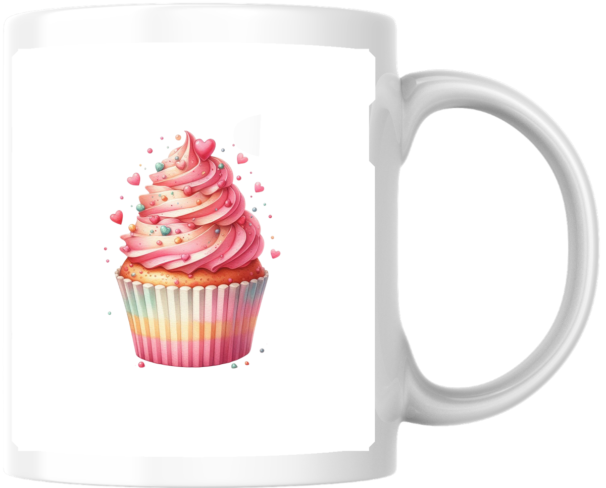Pink Cupcake Mug | Watercolor Sweet Treat Coffee Mug | Baker Dessert Gift