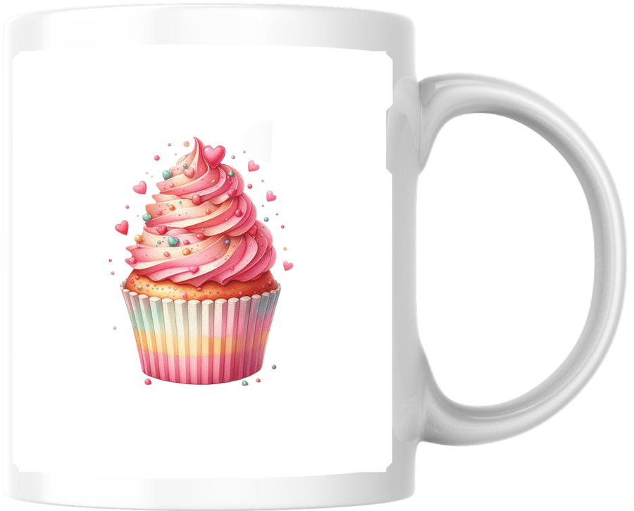 Pink Cupcake Mug | Watercolor Sweet Treat Coffee Mug | Baker Dessert Gift