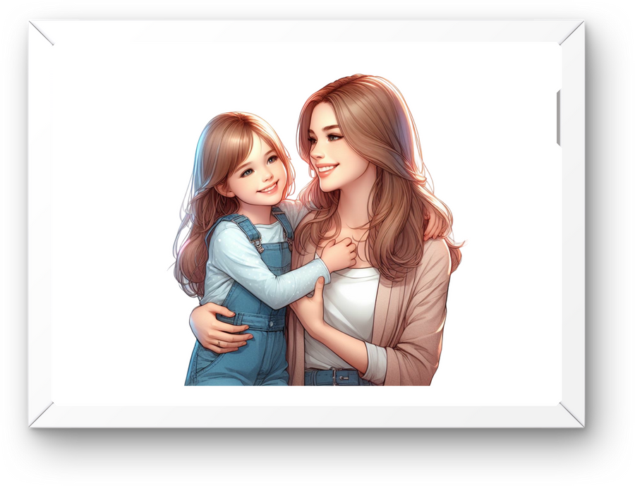 Mother Daughter Wall Art | Loving Family Portrait Print | Mom Mother's Day Gift