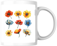 Thumbnail for Wildflower Grid Mug | Watercolor Poppy Anemone Coffee Mug | Floral Botanical Gift