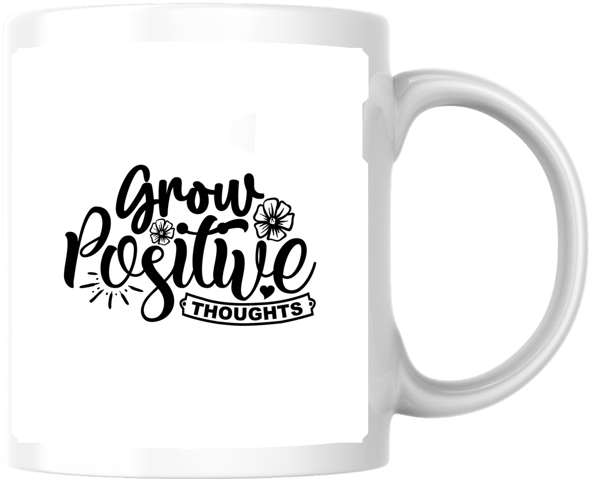 Grow Positive Thoughts Mug | Motivational Floral Coffee Mug | Inspirational Gift