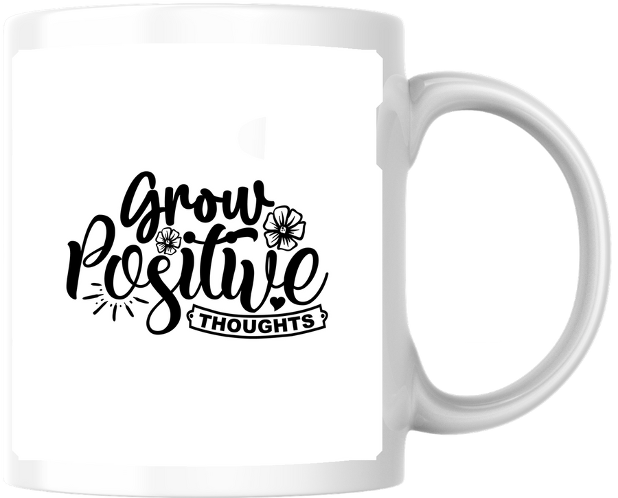 Grow Positive Thoughts Mug | Motivational Floral Coffee Mug | Inspirational Gift