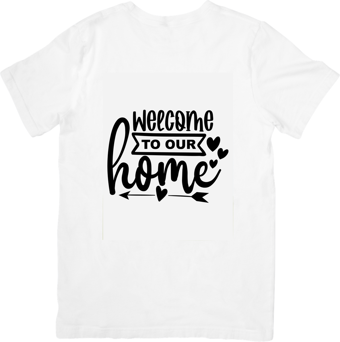 Welcome To Our Home T-Shirt | Cursive Hearts Arrow Graphic Tee | Housewarming Family Gift