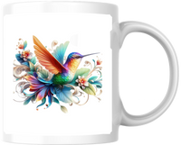 Thumbnail for Rainbow Hummingbird Mug | Colorful Floral Bird Coffee Mug | Bird Lover Gift
