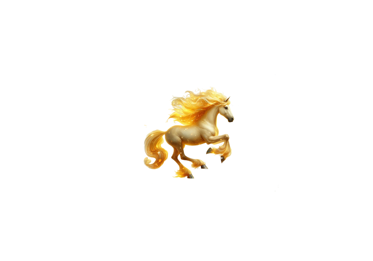 Golden Fire Horse Throw Pillow | Magical Glowing Mane Stallion Pillow | Fantasy Decor Gift