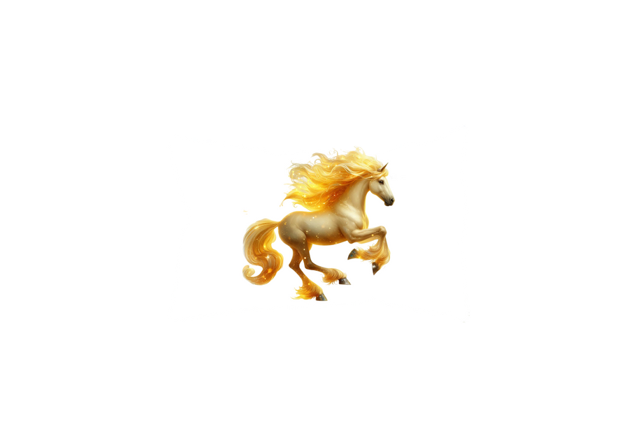 Golden Fire Horse Throw Pillow | Magical Glowing Mane Stallion Pillow | Fantasy Decor Gift
