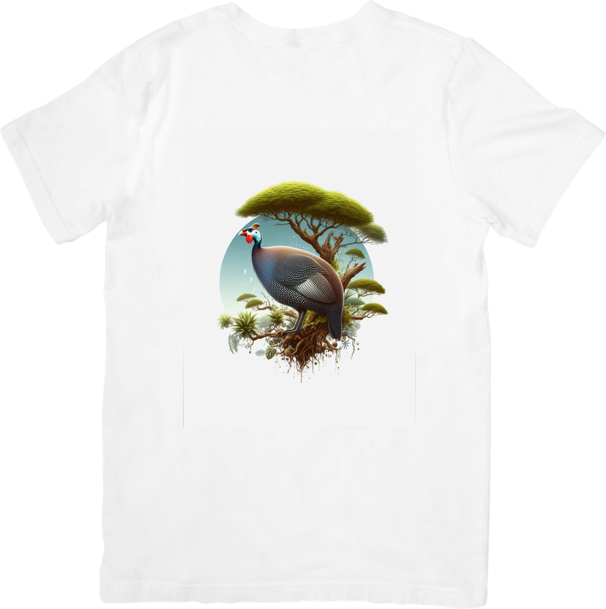 Guinea Fowl T-Shirt | African Savanna Acacia Tree Graphic Tee | Bird Lover Nature Gift