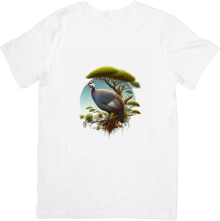 Guinea Fowl T-Shirt | African Savanna Acacia Tree Graphic Tee | Bird Lover Nature Gift