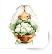Thumbnail for Cauliflower Girl Sticker | Watercolor Farm Veggie Vinyl Decal | Gardener Kitchen Gift