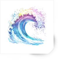 Thumbnail for Rainbow Ocean Wave Sticker | Watercolor Surf Vinyl Decal | Beach Lover Gift