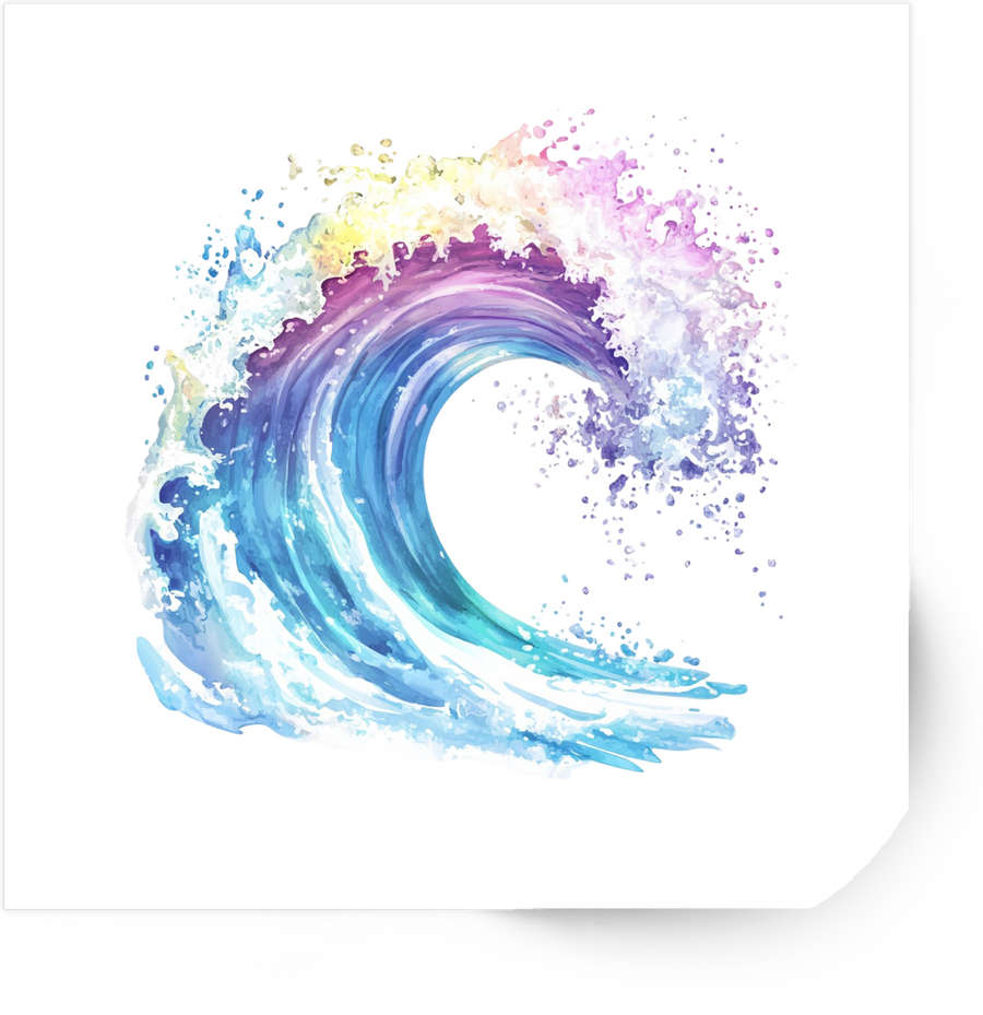 Rainbow Ocean Wave Sticker | Watercolor Surf Vinyl Decal | Beach Lover Gift