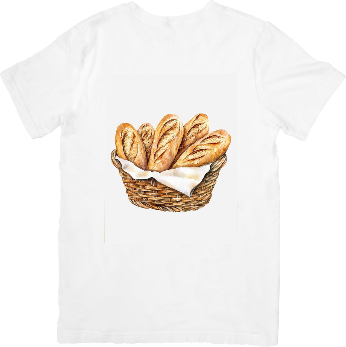 Bread Basket T-Shirt | Watercolor French Baguette Graphic Tee | Baker Foodie Gift