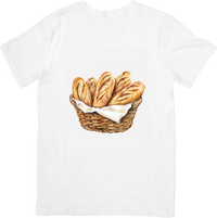 Thumbnail for Bread Basket T-Shirt | Watercolor French Baguette Graphic Tee | Baker Foodie Gift
