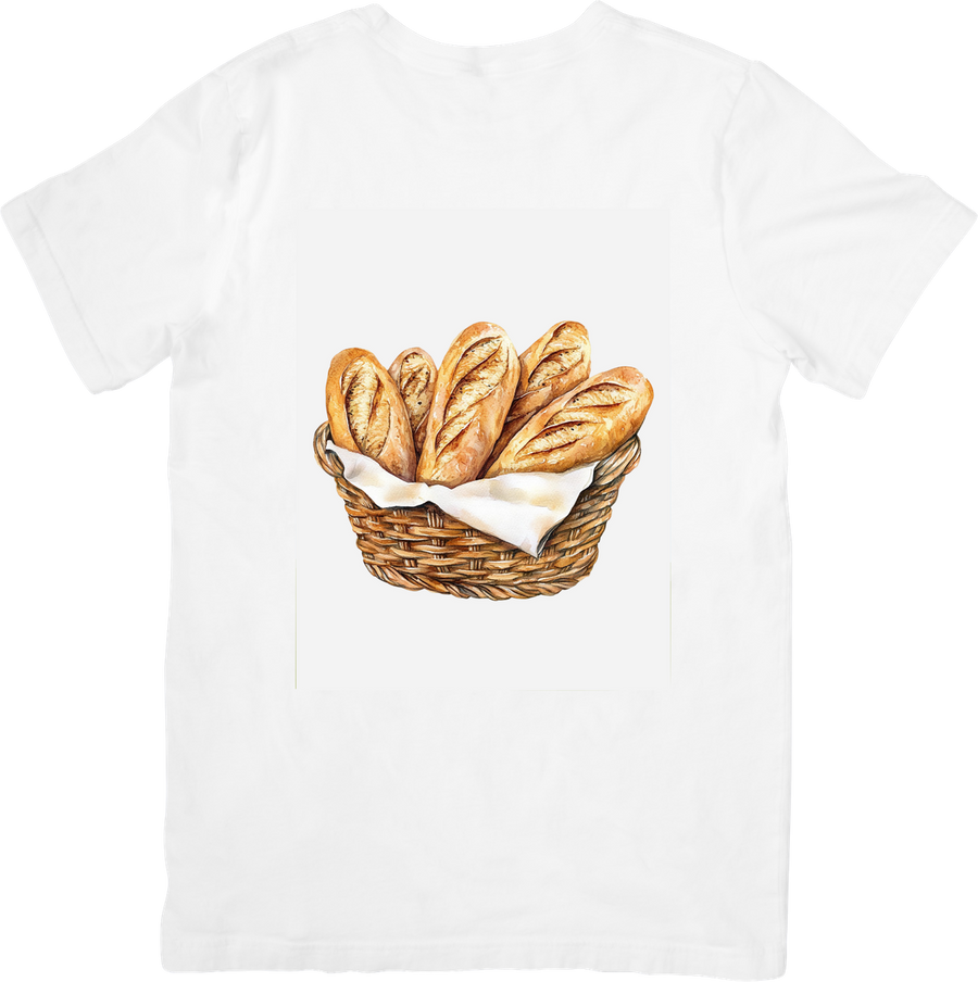 Bread Basket T-Shirt | Watercolor French Baguette Graphic Tee | Baker Foodie Gift