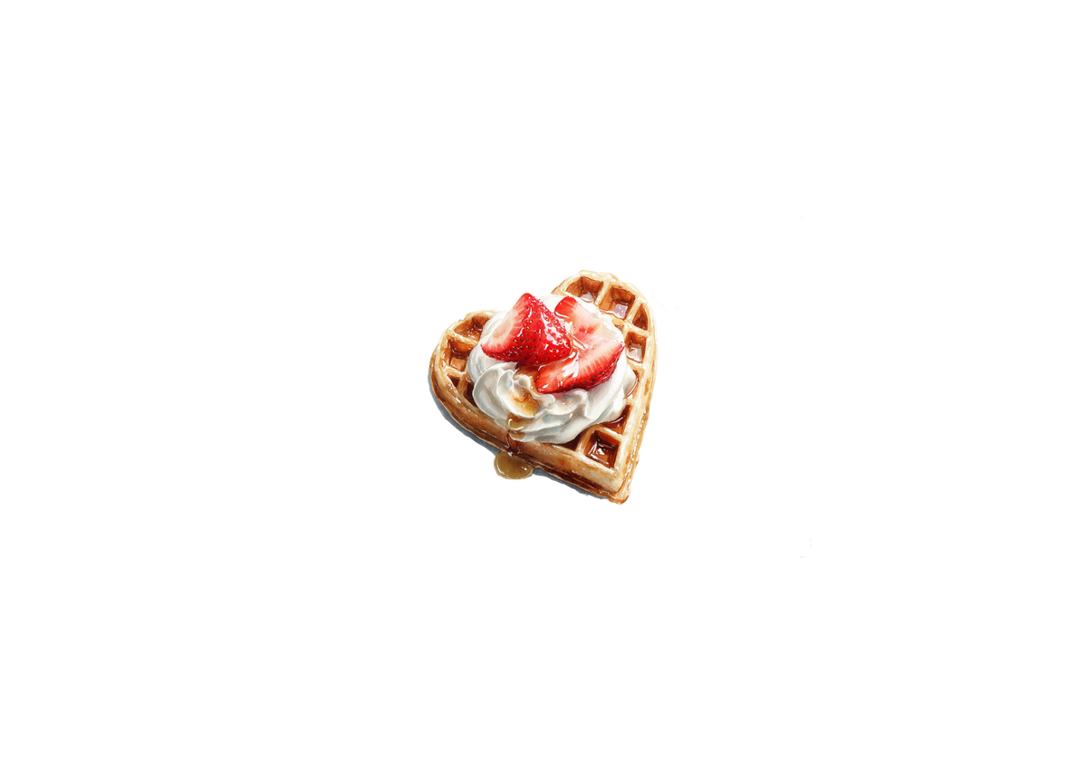 Heart Waffle Throw Pillow | Cute Strawberry Breakfast Pillow | Kitchen Foodie Gift