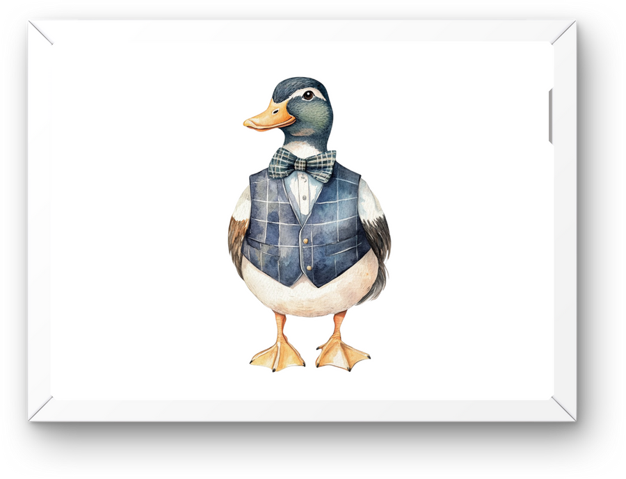 Dapper Duck Wall Art | Watercolor Duck in Plaid Vest Print | Farmhouse Nursery Gift