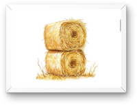 Thumbnail for Stacked Hay Bales Wall Art | Watercolor Farmhouse Harvest Print | Rustic Country Gift
