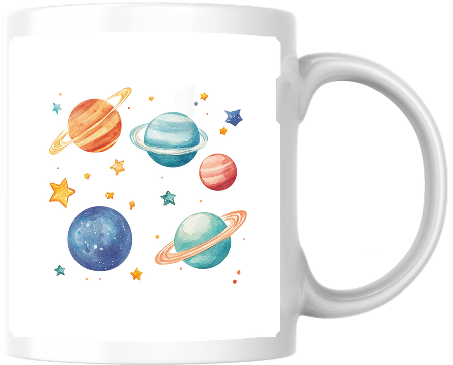 Watercolor Planets Mug | Cute Solar System Space Coffee Mug | Astronomy Kids Gift